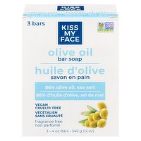 Kiss My Face - Olive Oil  Bar Soap -Fragrance free 3Pk, 345 Each