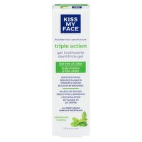 Kiss My Face - Gel Toothpaste Triple Action Fluoride Free Herb Mint, 127.6 Gram