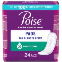 Poise - Ultra Thin Pads 3in1 - Long, 24 Each