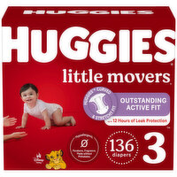 HUGGIES - Little Movers Diapers Step 3 Mega, 136 Each