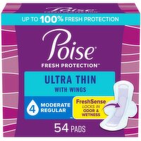 Poise - Ultra Thin Pads With Wings, Regular