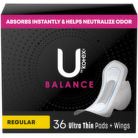 Kotex - Ultra Thin Pads + Wings w/ Charcoal - Regular, 36 Each