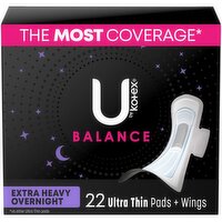 Kotex - Balance Pads With Wings Extra Heavy Overnight, 22 Each