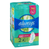 Always - Ultra Thin Pads - Long Super Size 2 Wings, 32 Each