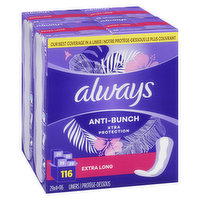 Always - Anti-Bunch Liners, Extra Long, 116 Each