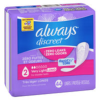 Always - Discreet Liners Long Length - Very Light, 44 Each