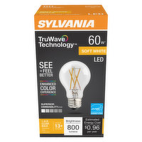 Sylvania - LED 60W A19 Soft White Dimmable Clear, 1 Each