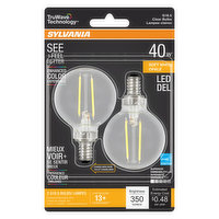 Sylvania - LED 40W G16.5 Soft White Clear Bulbs, 2 Each