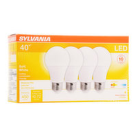 Sylvania - LED 40W A19 Soft White Non-Dim, 4 Each