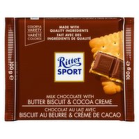 Ritter Sport - Milk Chocolate - Butter Biscuit & Cocoa Creme, 100 Gram