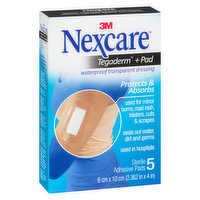Nexcare - Tegaderm + Pad Transparent/Waterproof Dressing, 5 Each