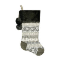 Stocking - Gray Knitted and Suede, 1 Each