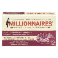 Millionnaires - Sardines Skinless Boneless, 124 Gram