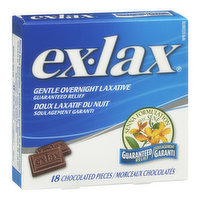 Ex-Lax - Gentle Overnight Laxative Chocolate, 18 Each