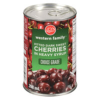 Western Family - Pitted Dark Sweet Cherries in Heavy Syrup, 398 Millilitre