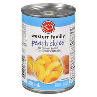 Western Family - Peach Slices in  Grape Juice, 398 Millilitre