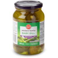 Western Family - Baby Dill Pickles with Garlic, 500 Millilitre