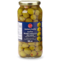 Western Family - Stuffed Manzanilla Olives with Pimento Paste, 500 Millilitre