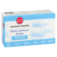 Western Family - Fabric Softener Sheets - Scent Free, 120 Each