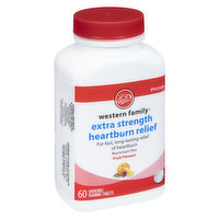 western Family - Extra Strength Heartburn Relief - Fruit Flavour, 60 Each