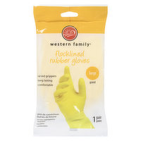 Western Family - Flocklined Rubber Gloves - Large, 1 Each