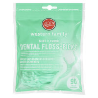 Western Family - Dental Floss-Picks - Mint Flavour, 90 Each