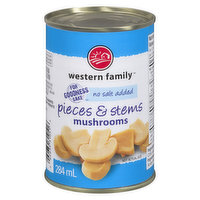 western Family - Mushrooms - Pieces & Stems No Salt Added, 284 Millilitre