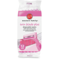 Western Family - Twin Blade Plus Disposable Razors, 12 Each