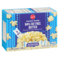 Western Family - Microwave Popcorn, 94% Fat Free Butter Flavour