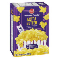 Western Family - Extra Butter Flavour Microwave Popcorn, 10 Each