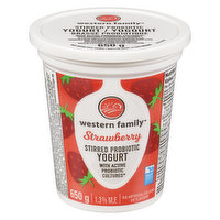 Western Family - Strawberry Stirred Probiotic Yogurt 1.3% M.F., 650 Gram