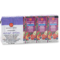 Western Family - Mixed Berry Juice, Unsweetened, 200 Millilitre
