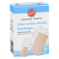 Western Family - Clear Water Shield Bandages - Assorted, 30 Each