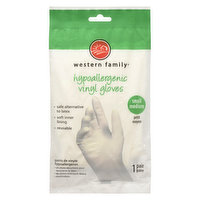 Western Family - Hypoallergenic Vinyl Gloves Small Medium, 2 Each