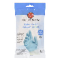 Western Family - Foam Lined Rubber Gloves - Small/Medium, 1 Each