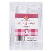 Western Family - Wine Glasses Plastic 6oz, 8 Each