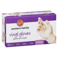 Western Family - Vinyl Gloves Powder & Latex Free, 100 Each