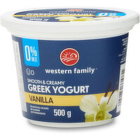 Western Family - Greek Yogurt Vanilla 0% M.F., 500 Gram