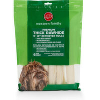 Western Family - Premium Thick 10" Rawhide Retriever Rolls, 6 Each