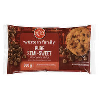 western Family - Pure Semi Sweet Chocolate Chips, 300 Gram