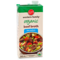 Western Family - Organic Beef Broth - Low Sodium, 946 Millilitre