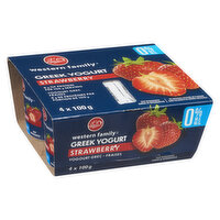 Western Family - Greek Yogurt Strawberry, 0% M.F., 4 Each