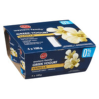 Western Family - Greek Yogurt Vanilla, 0% M.F., 4 Each