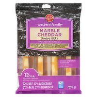 Western Family - Marble Cheddar Cheese Sticks, 12 Each