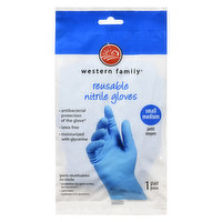 western Family - Reusable Nitrile Gloves - Small/Medium, 1 Each