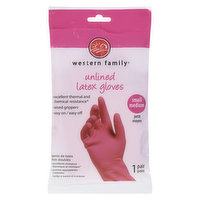 western Family - Unlined Latex Gloves - Small/Medium, 1 Each