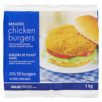 Value Priced - Breaded Chicken Burgers, 10 Each