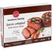Western Family Western Family - Beef Sirloin Steak - Bacon Wrapped, 456 Gram
