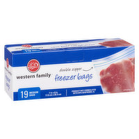 Western Family - Freezer Bags - Medium, 19 Each