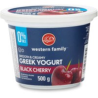 Western Family - Greek Yogurt 0% M.F. - Black Cherry, 500 Gram
